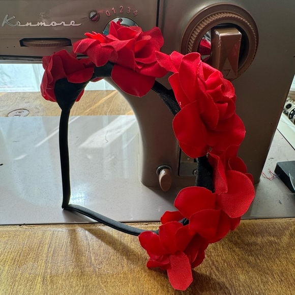 Red Floral Headband - Picture 1 of 5